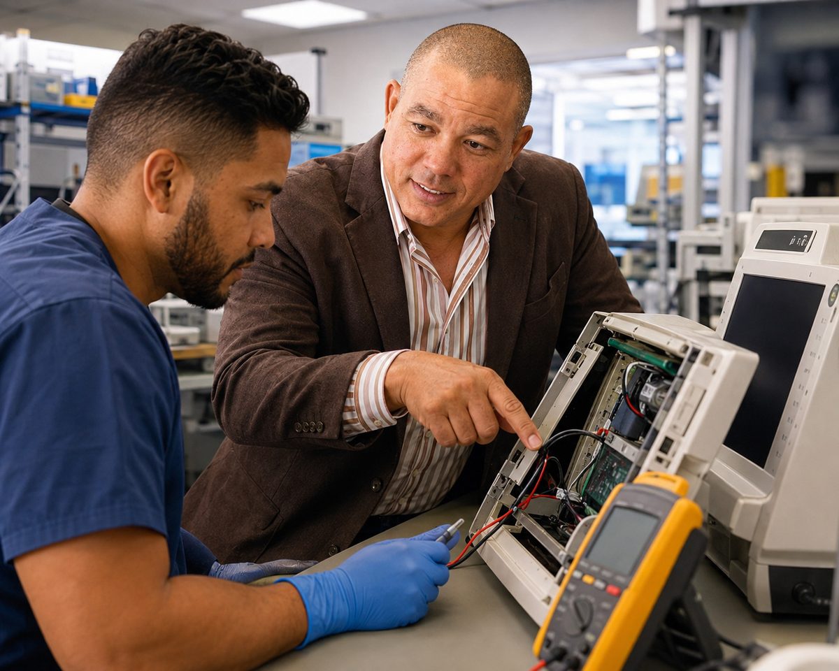 BiomedRx technician performing healthcare technology management training to protect patient safety