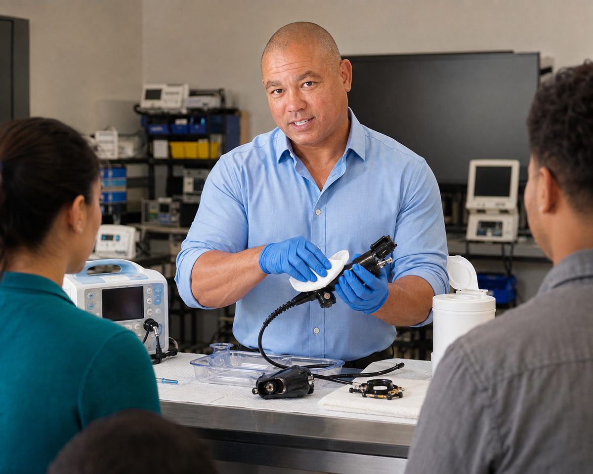 Devin demonstrates clinical device cleaning