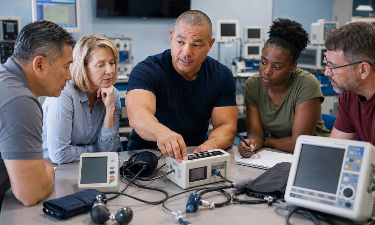 BiomedRx technician performing healthcare technology management certification to protect patient safety