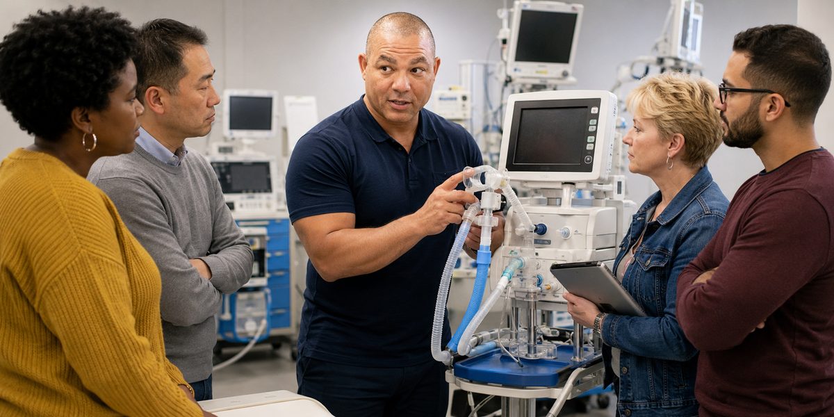 Devin Leads Ventilator Maintenance Training