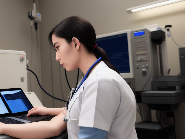 Biomedical engineer calibrating hospital medical equipment