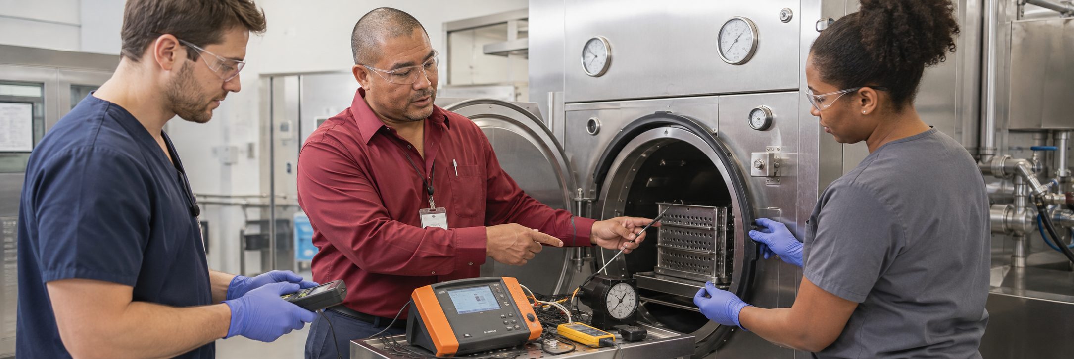 Anesthesia machine preventive maintenance | BiomedRx HTM services Biomedical equipment technicians performing anesthesia machine preventive maintenance