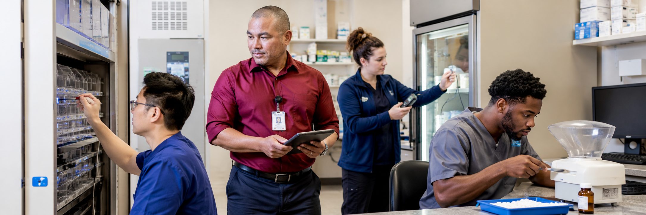 Biomedical equipment technicians performing anesthesia machine preventive maintenance