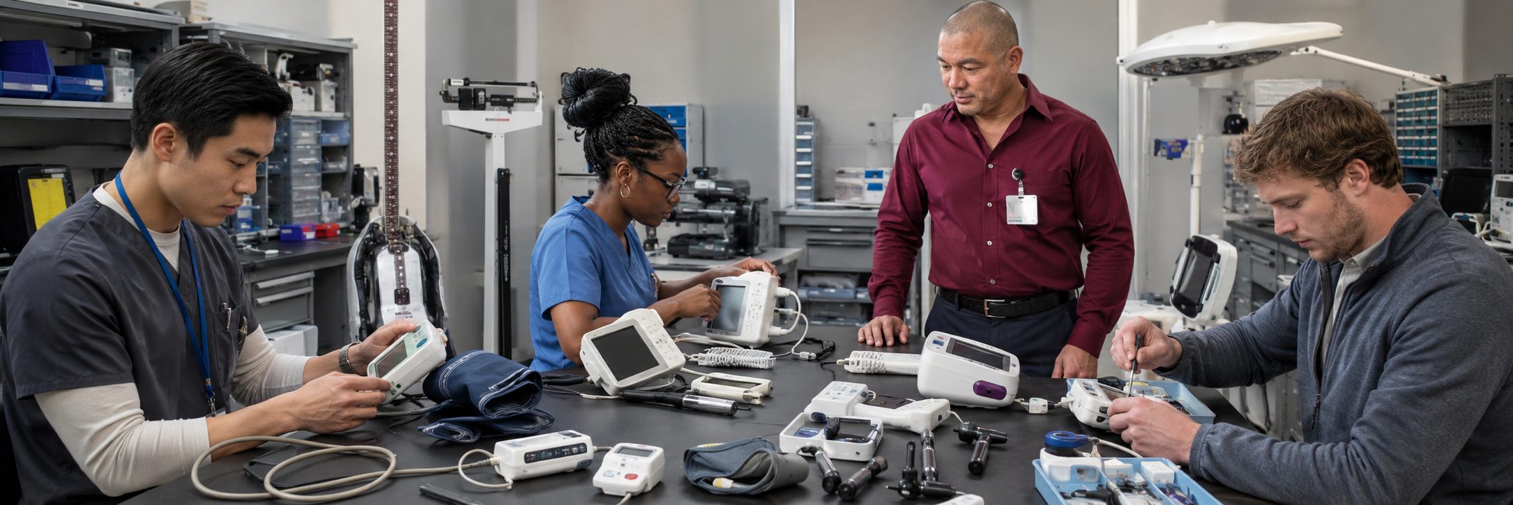Biomedical equipment repair shop bench calibration with an electrical safety analyzer
