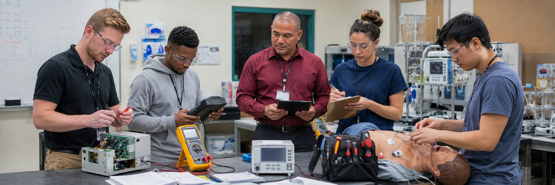 Biomedical equipment repair shop bench calibration with a electrical safety analyzer