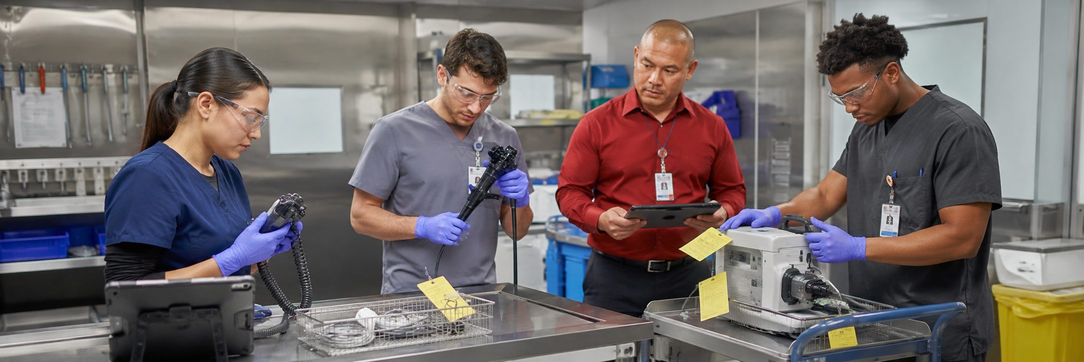 Biomedical equipment repair and bench calibration | BiomedRx HTM services Biomedical equipment repair shop bench calibration with an electrical safety analyzer
