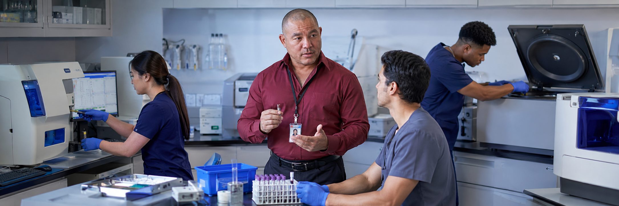 Biomedical equipment repair and bench calibration | BiomedRx HTM services Biomedical equipment repair shop bench calibration with an electrical safety analyzer