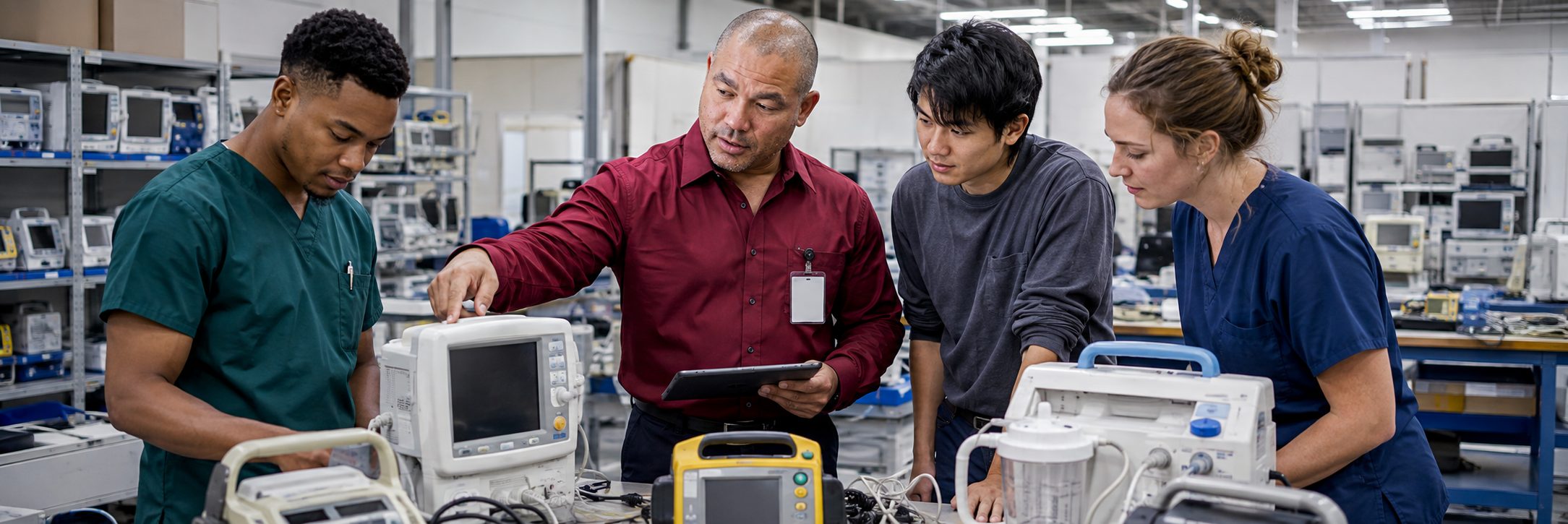 Biomedical equipment repair shop bench calibration with a electrical safety analyzer