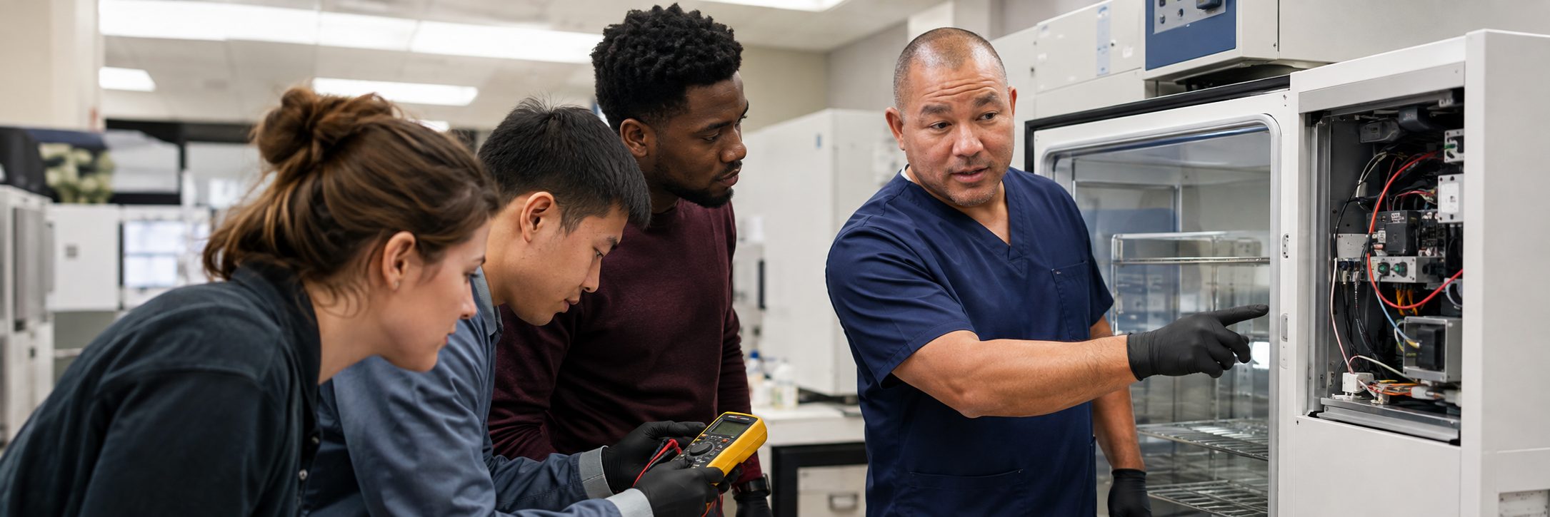 Clinical laboratory analyzer service and preventive maintenance by biomedical technicians