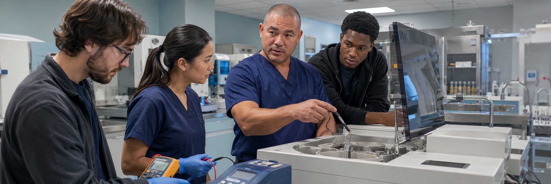 Clinical laboratory analyzer service and preventive maintenance by biomedical technicians