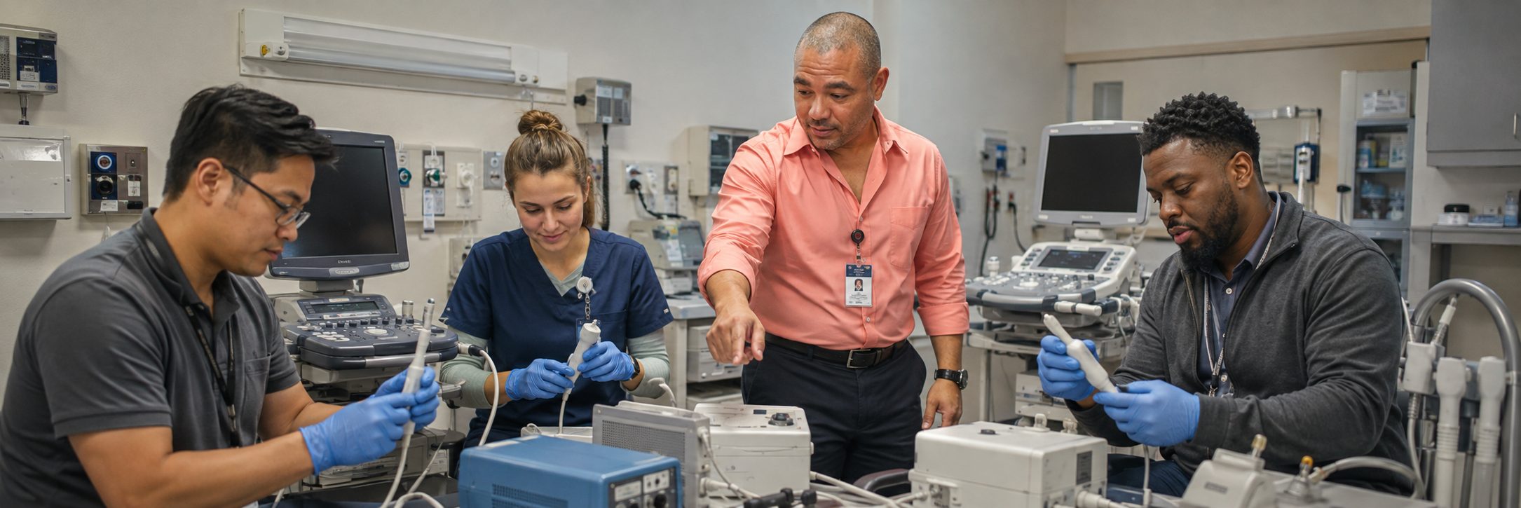 Medical imaging equipment service on a mammography system with test instrumentation