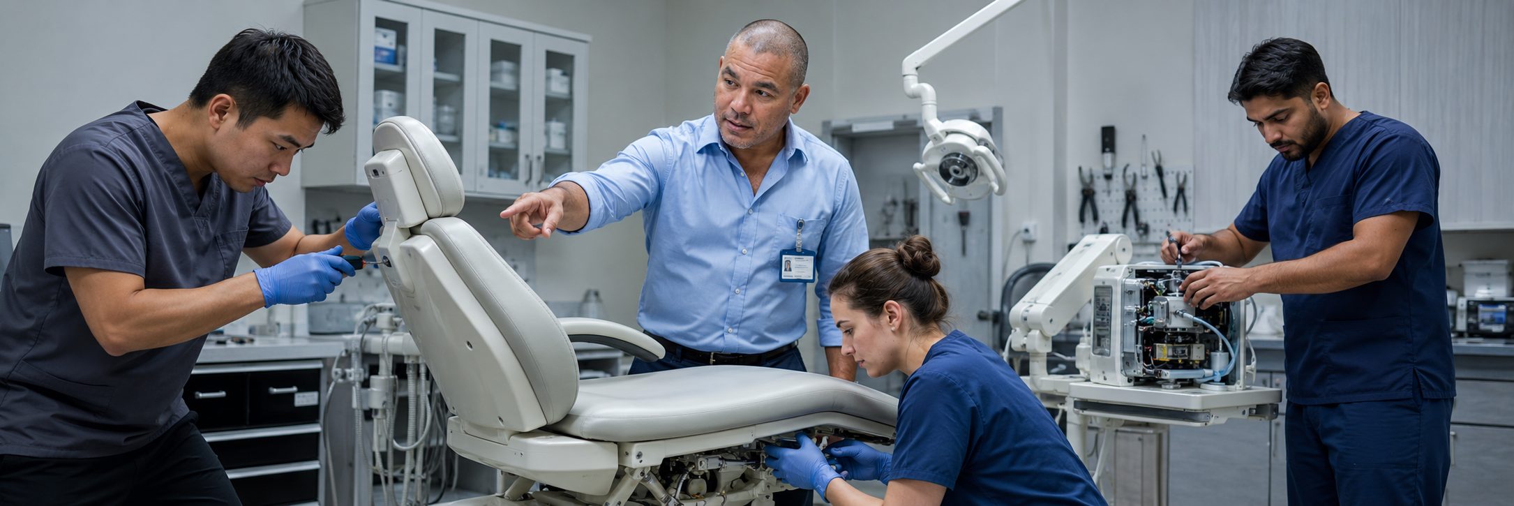 Medical imaging equipment service on a mammography system with test instrumentation