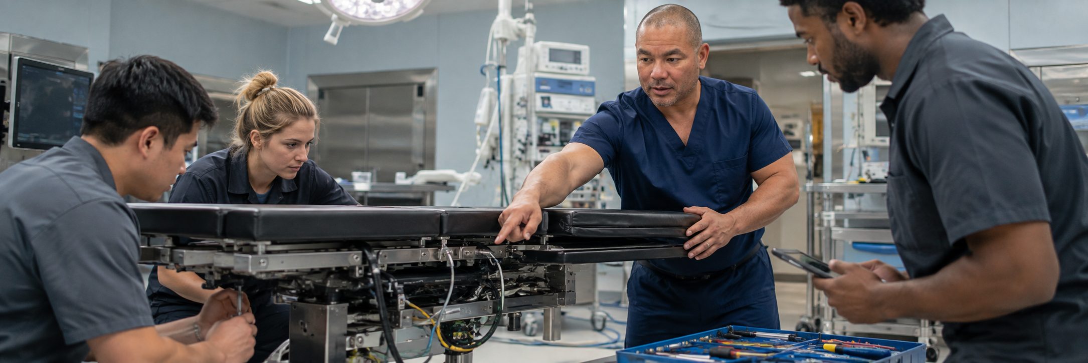 Medical imaging equipment service on a mammography system with test instrumentation
