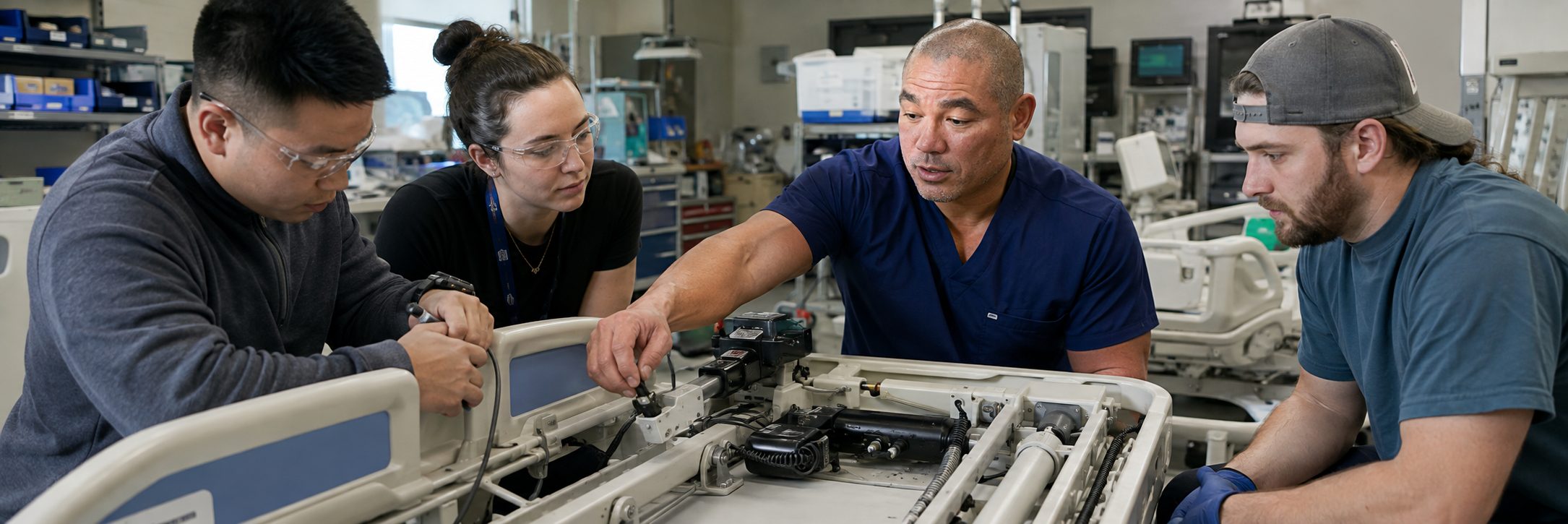 Medical imaging equipment service on a mammography system with test instrumentation