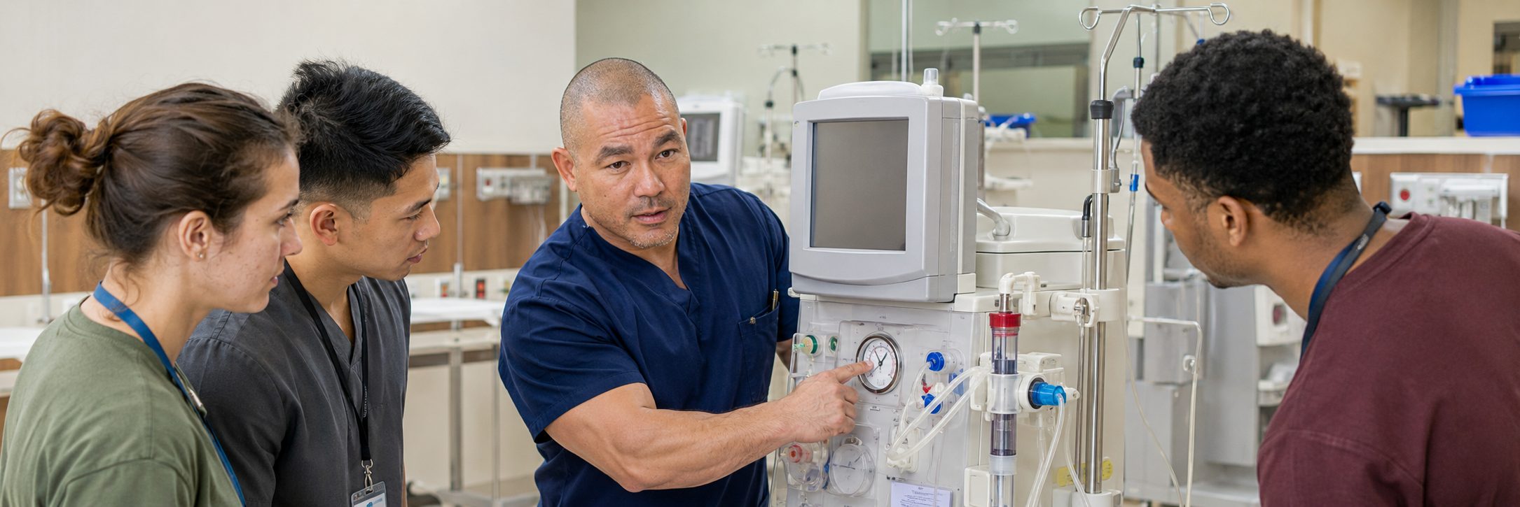 Ventilator and transport monitor service in a hospital equipment depot