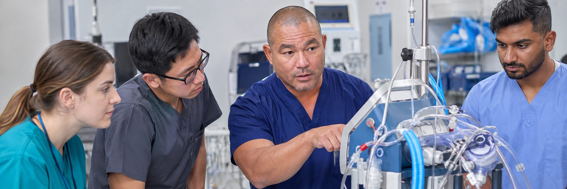 Ventilator and transport monitor service in a hospital equipment depot
