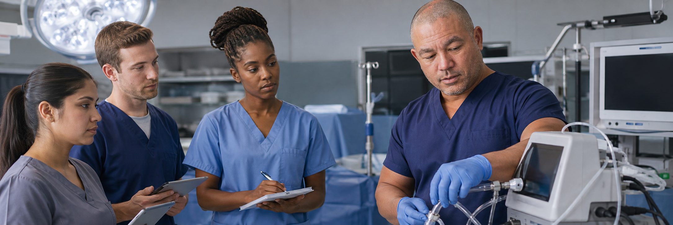 Ventilator and transport monitor service in a hospital equipment depot
