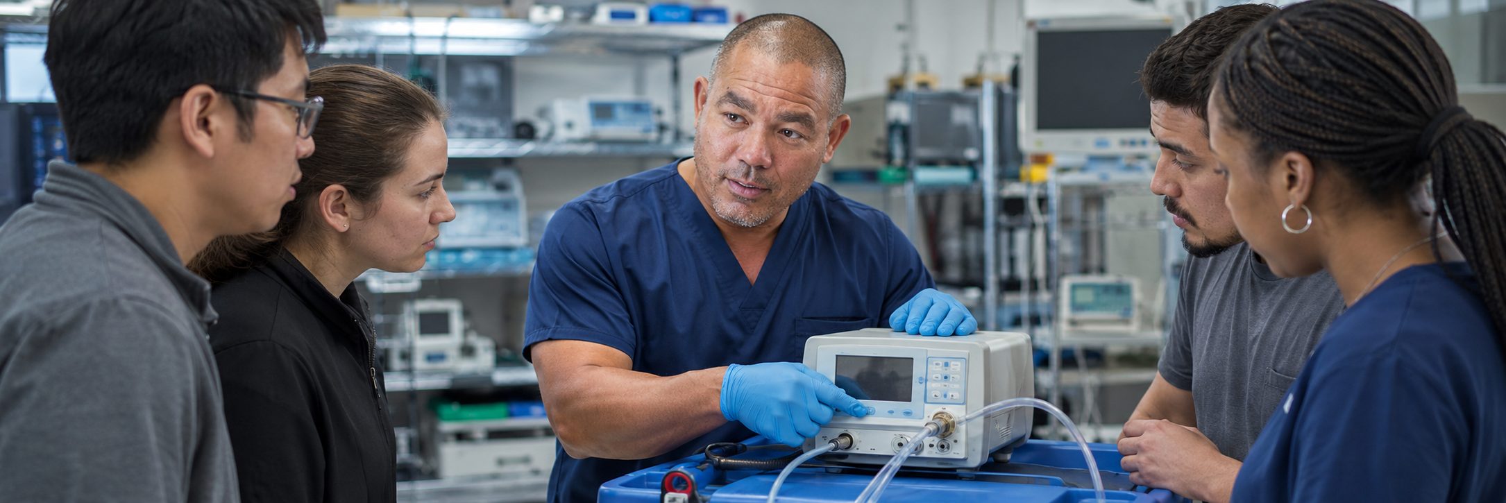 Ventilator service and equipment depot maintenance | BiomedRx HTM services Ventilator and transport monitor service in a hospital equipment depot
