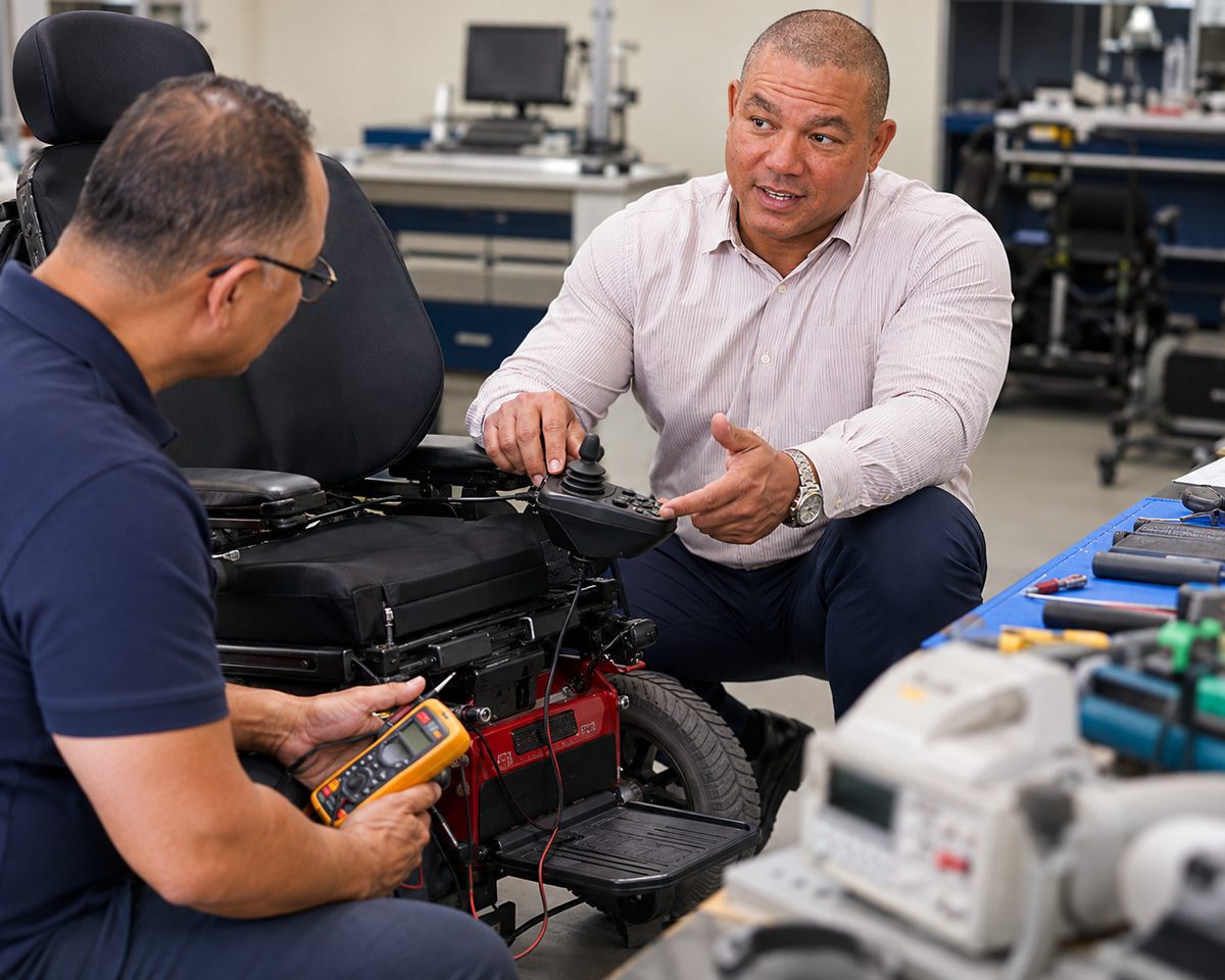 Powered wheelchair inspection workshop